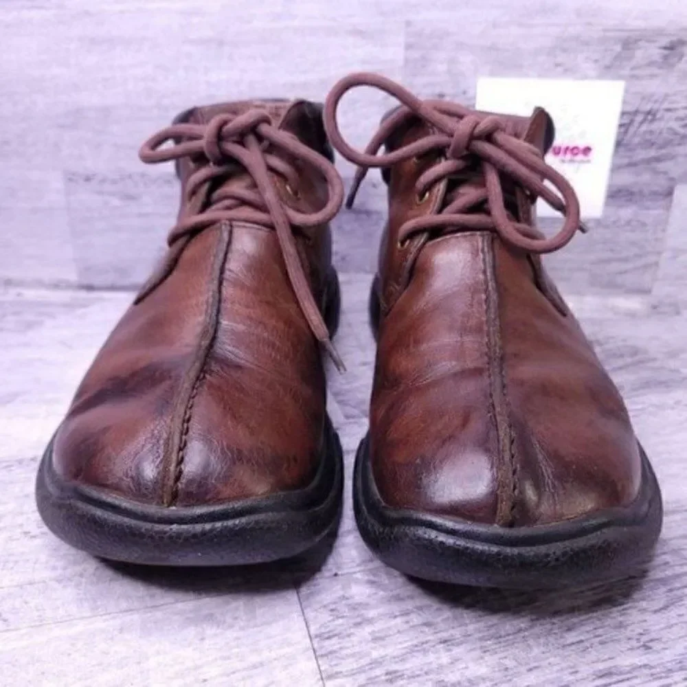 Simple Split Toe Lace Up Leather Chukka Ankle Boot Brown Men's sz 10